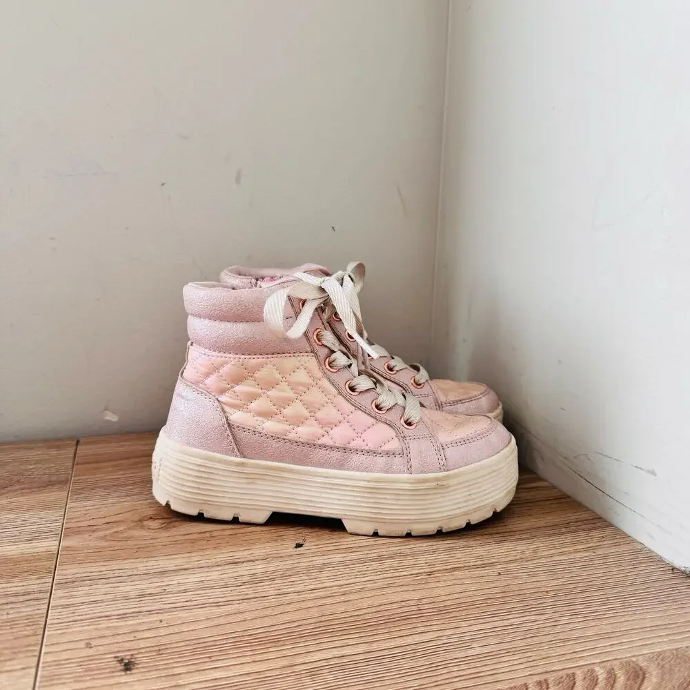 Skechers Street Elevated Pink Booties Girls Size 13